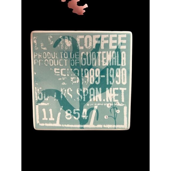 Starbucks Coffee Ceramic Coasters 2006 Multi Color Floral Leaves 4" sq - Collect - Picture 5 of 7